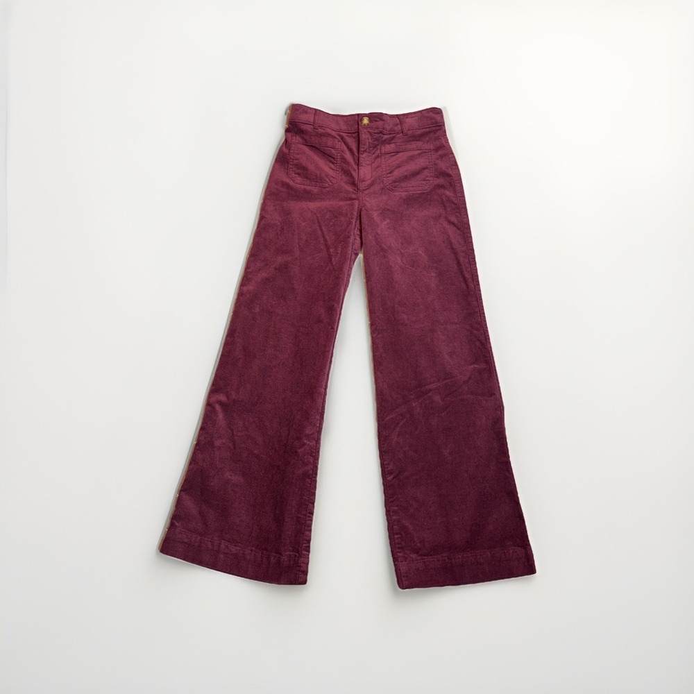 LOFT Burgundy Palmer Wide Leg Corduroy Pants Size 28x29.5